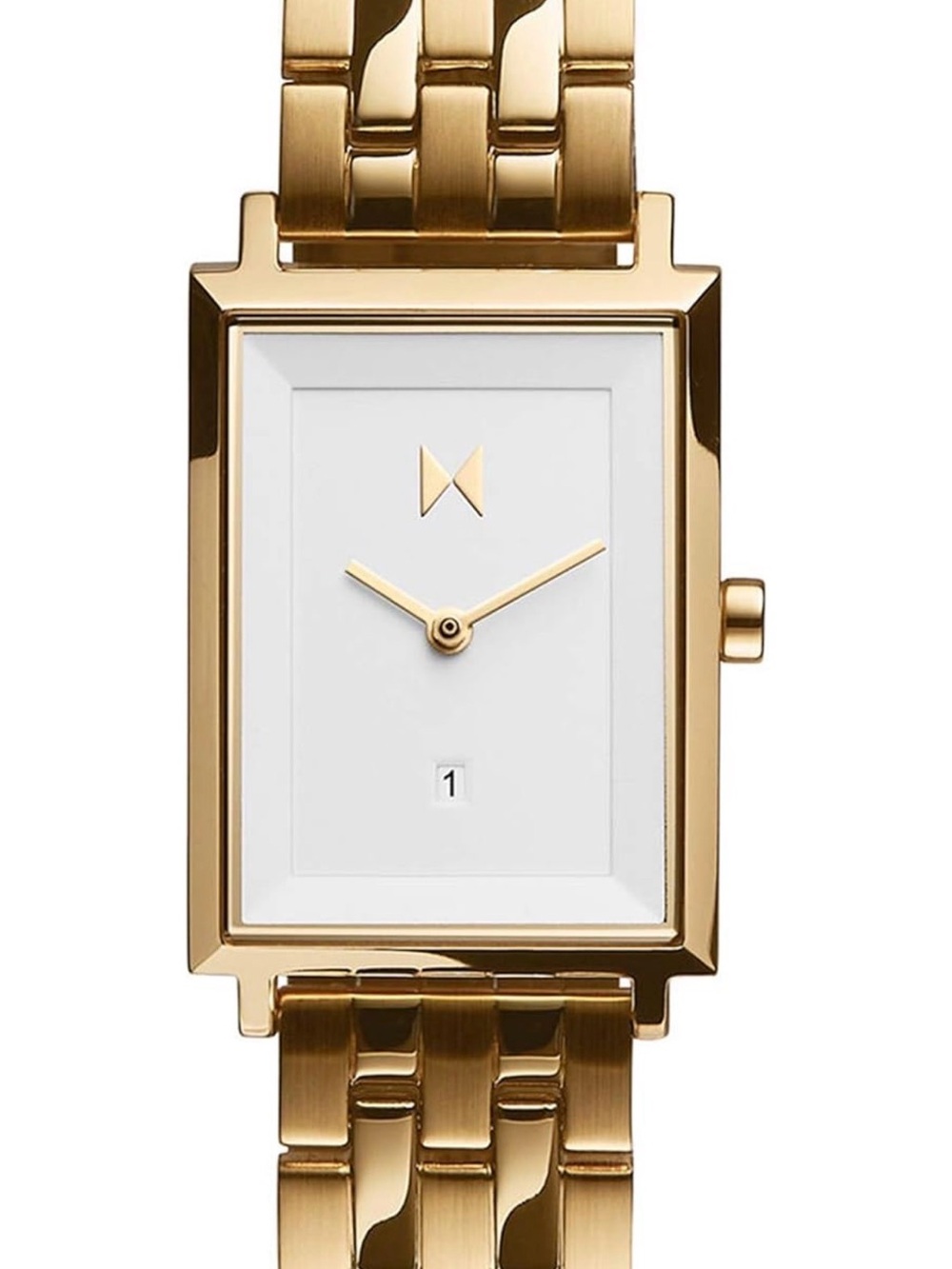 MVMT Analog Charlie Gold Rectangular Watch with White Dial Face
